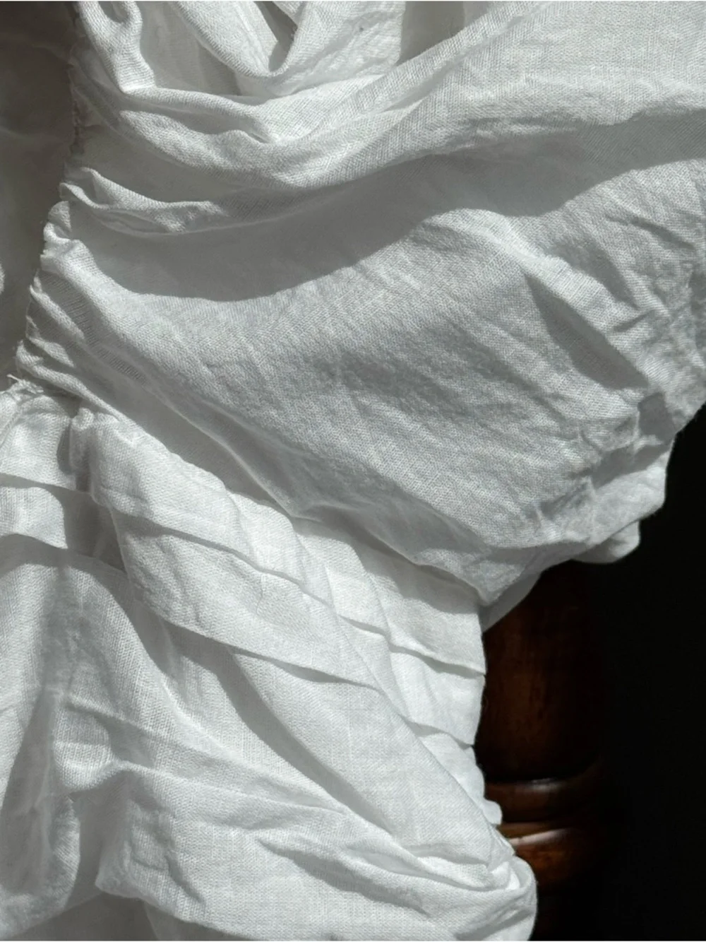 Abercrombie & Fitch White Cotton Peasant Blouse Puff Sleeve Babydoll Top Small